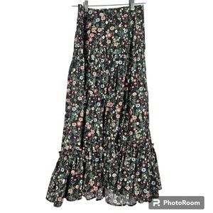 Cara Cara NYC tisbury black floral maxi skirt size 6
